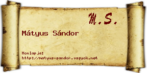Mátyus Sándor névjegykártya